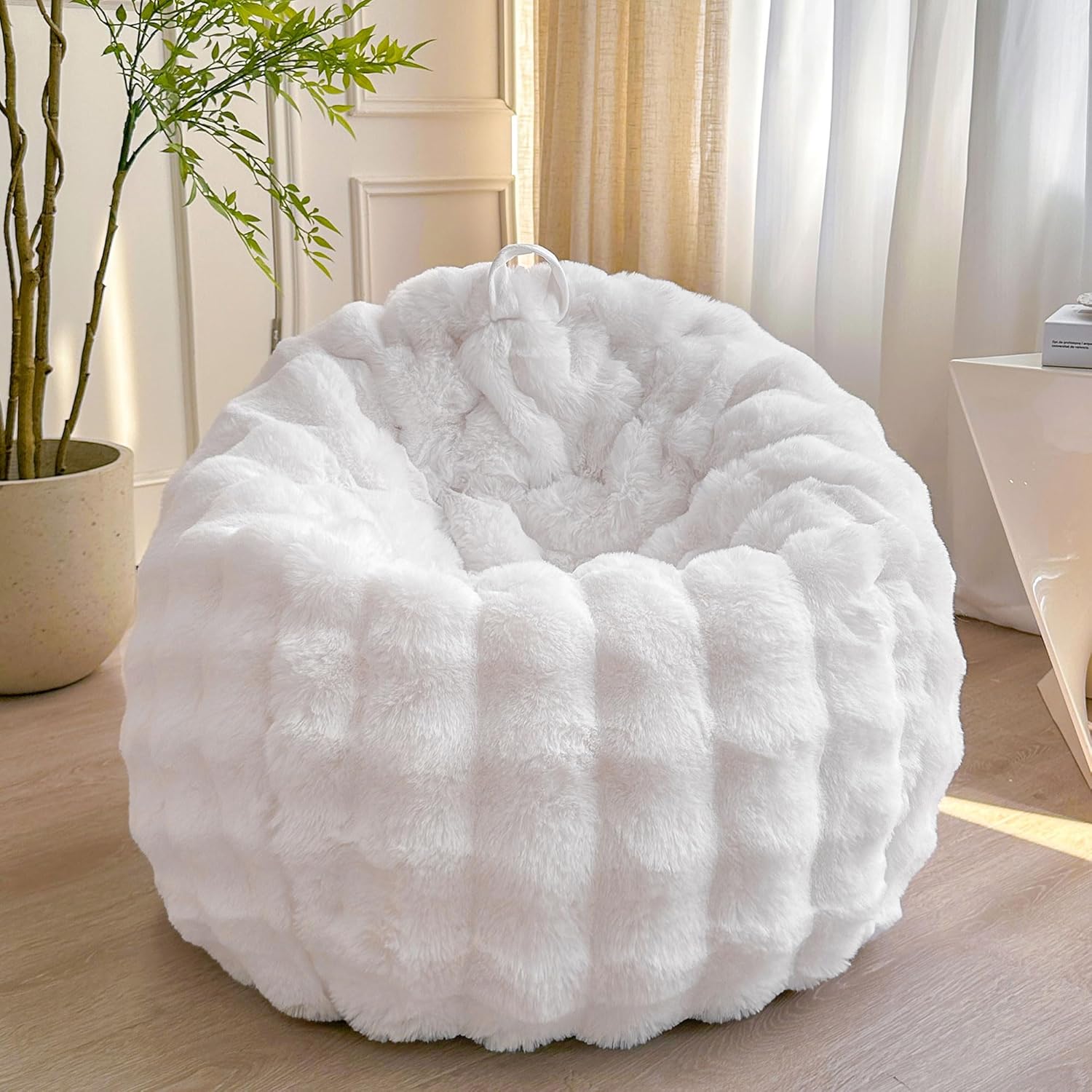 LIFEREVO Fluffy Faux Rabbit Fur Bean Bag Cover for Comfort