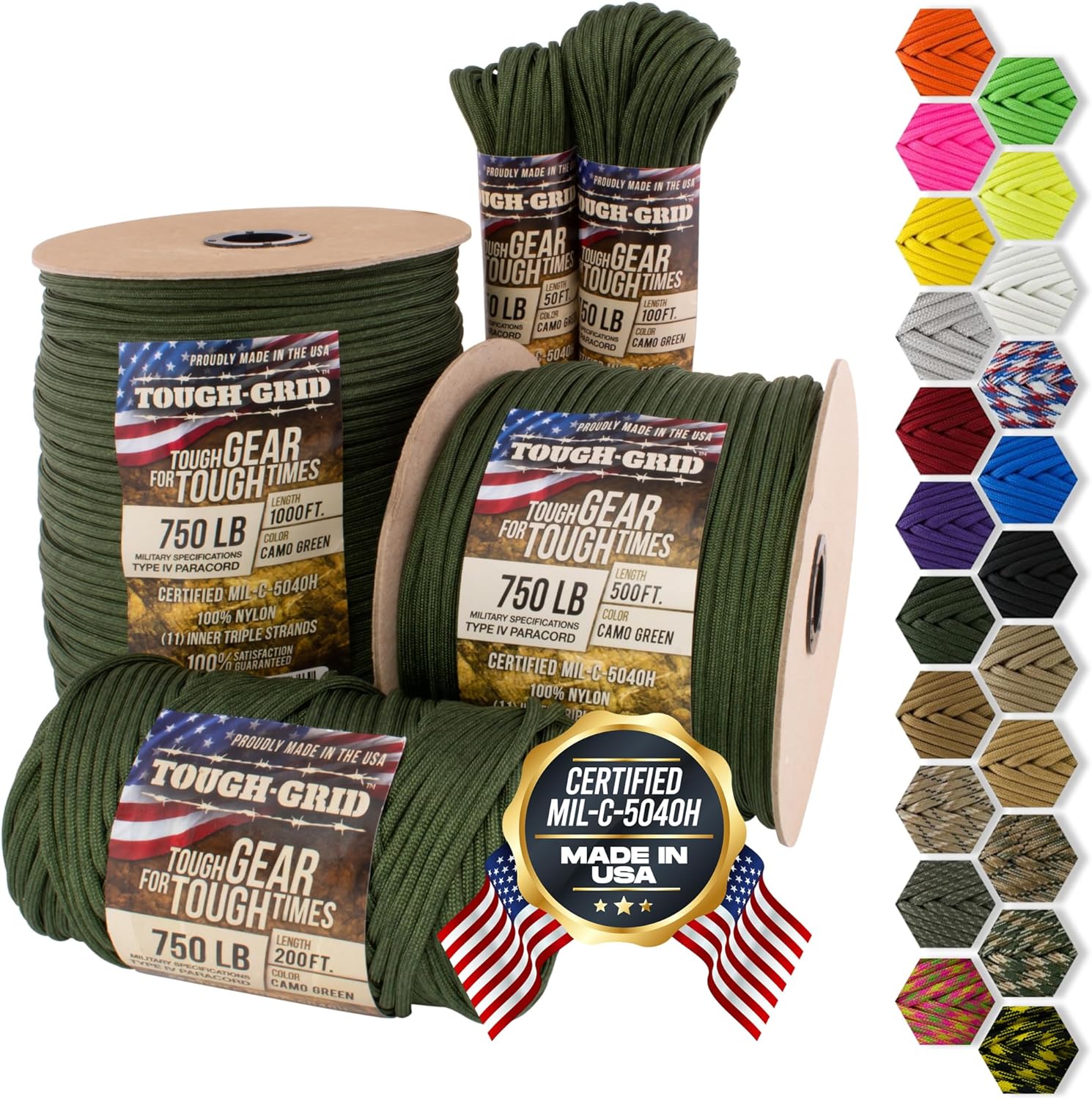 TOUGH-GRID Premium Paracord 750 lbs for Outdoor Survival Needs