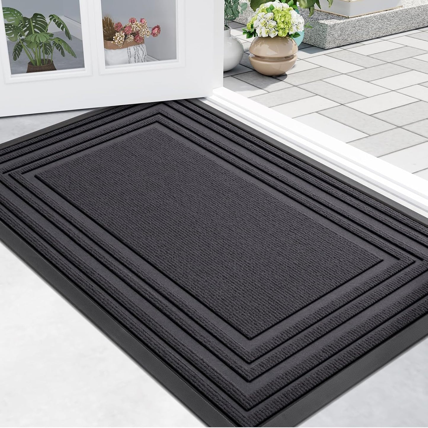 Buganda Front Door Mat for Indoor Outdoor Use, Easy Clean