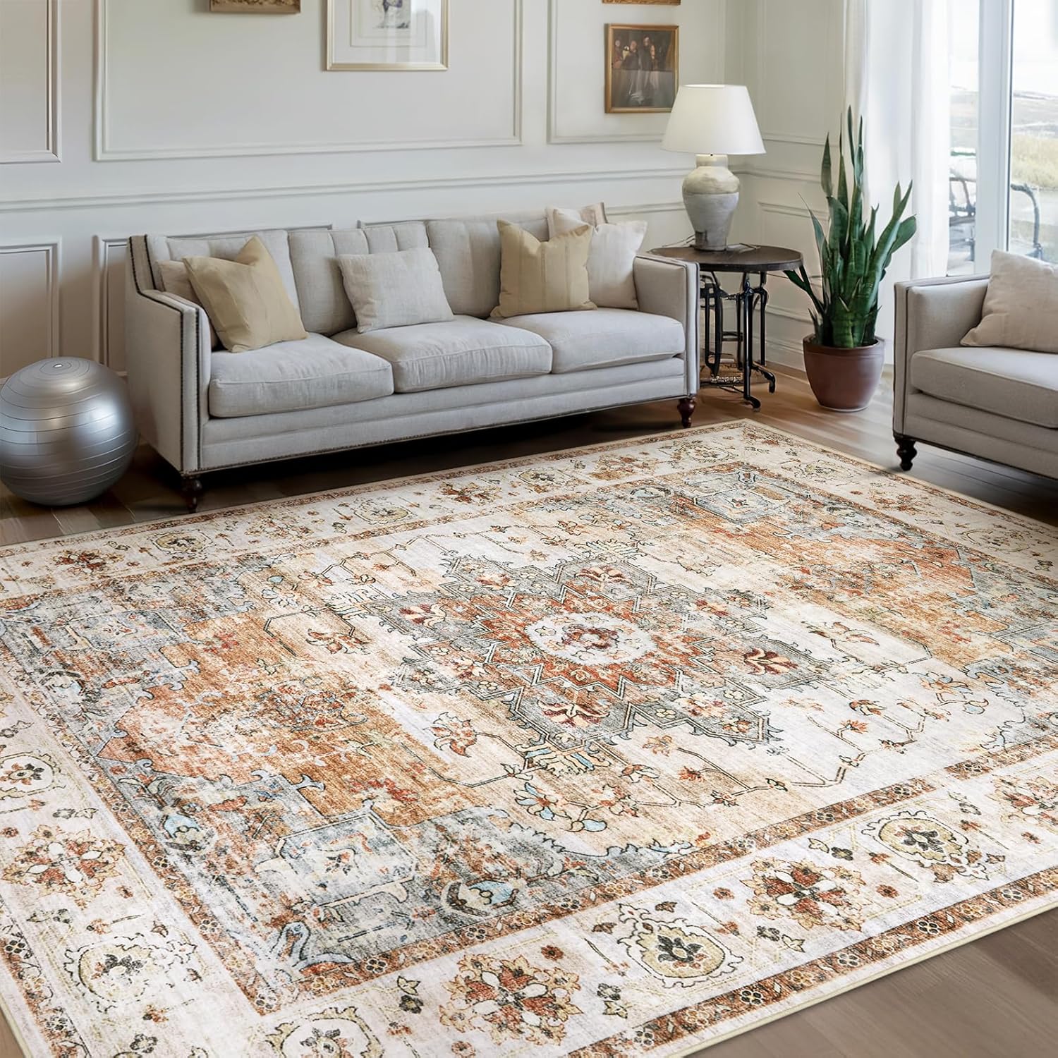 Vintage Oriental 6x9 Area Rug: Washable, Non-Slip, Stylish