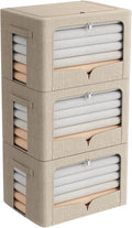 Set of 3 Foldable Metal Frame Bins for Clothing Organization