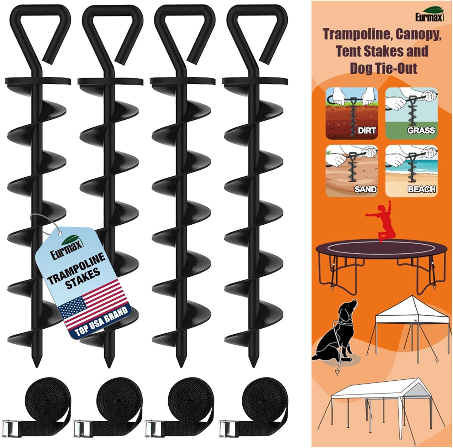 Eurmax Heavy Duty Trampoline Stakes for Enhanced Stability