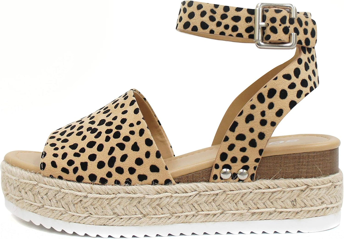 Soda Open Toe Buckle Ankle Strap Espadrilles Flatform Wedge Sandal
