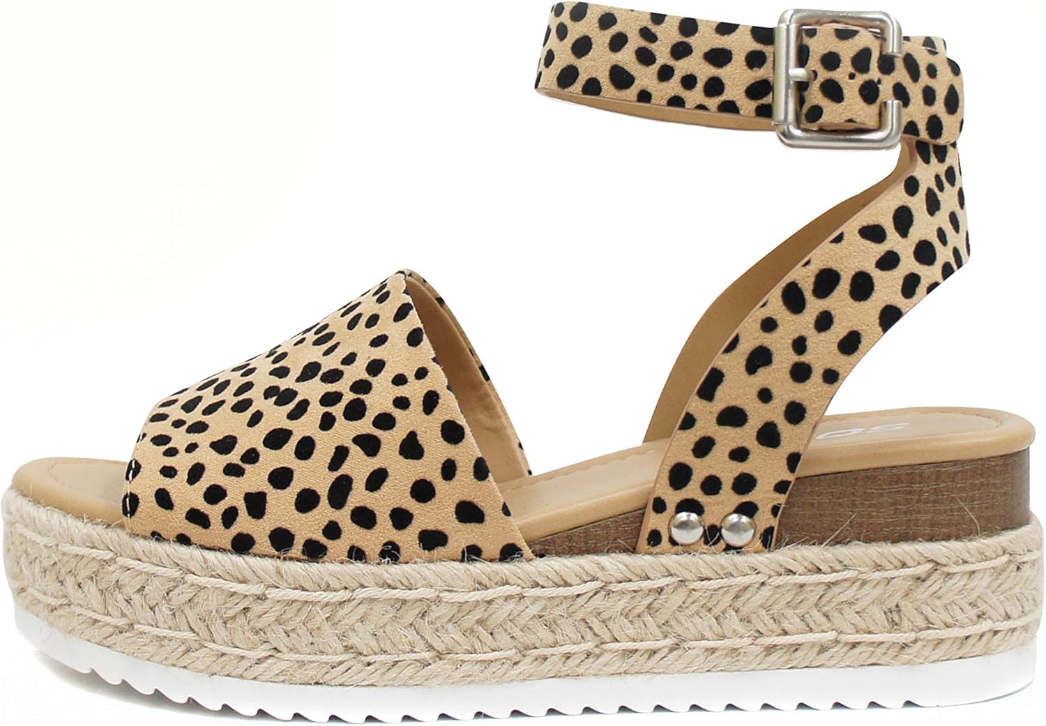 Soda Open Toe Buckle Ankle Strap Espadrilles Flatform Wedge Sandals