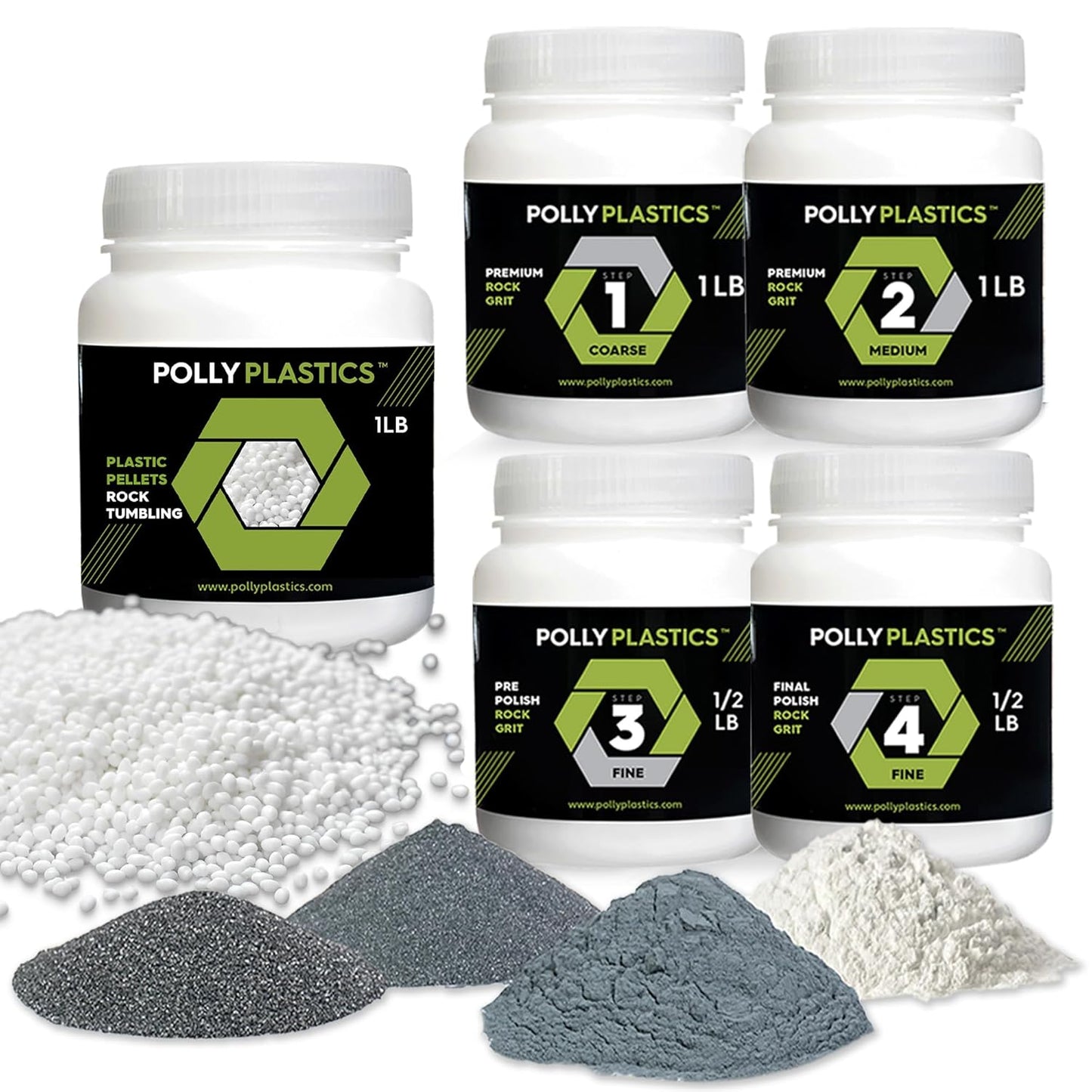 Polly Plastics Rock Tumbler Tumbling Media Grit Kit for Beginners