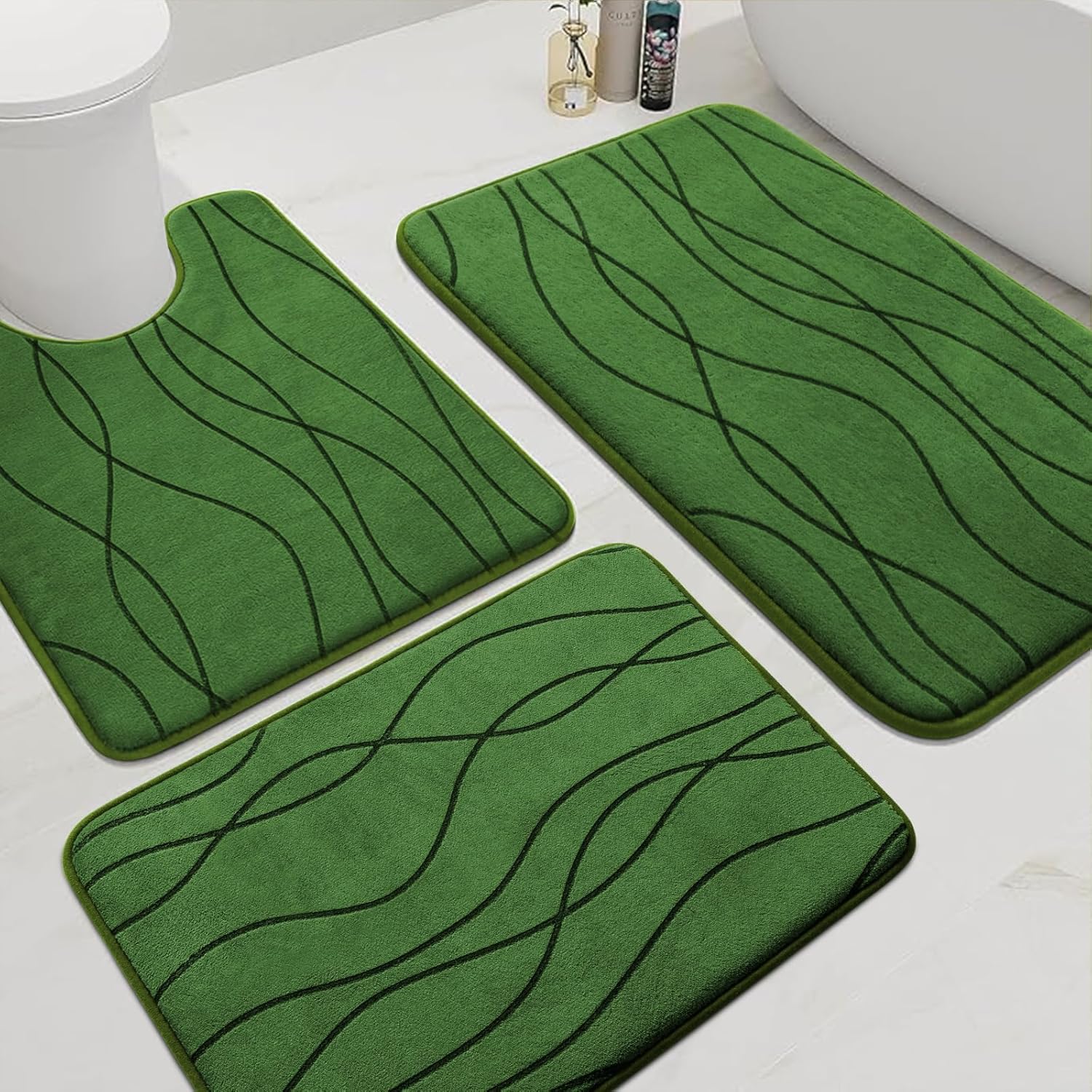 YIHOUSE Memory Foam Bathroom Rug Sets - Ultra Absorbent 3 Piece
