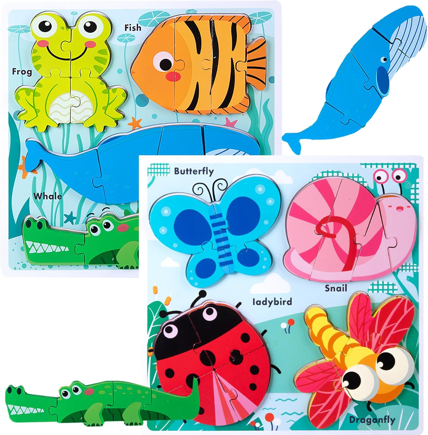 Montessori Wooden Creature Puzzles: Toddler Education at its Finest