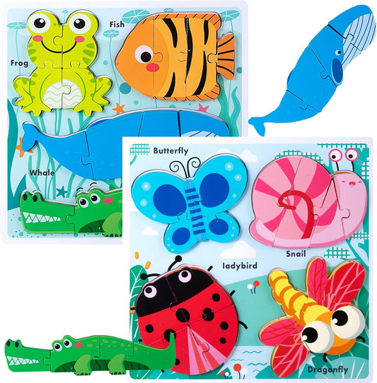 Montessori Wooden Creature Puzzles: Toddler Education at its Finest