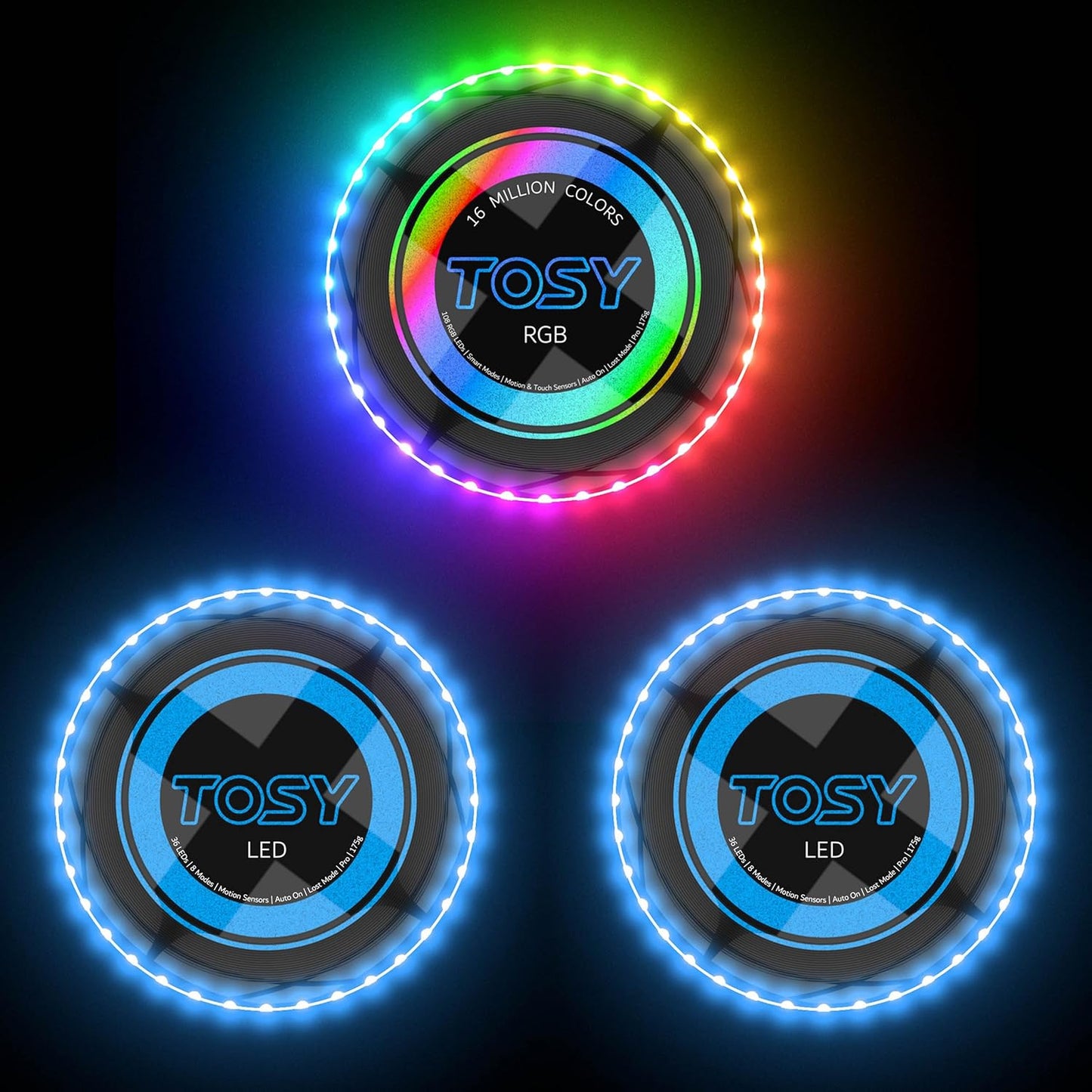 TOSY RGB Frisbee Bundle - 108 LEDs, 16M Colors