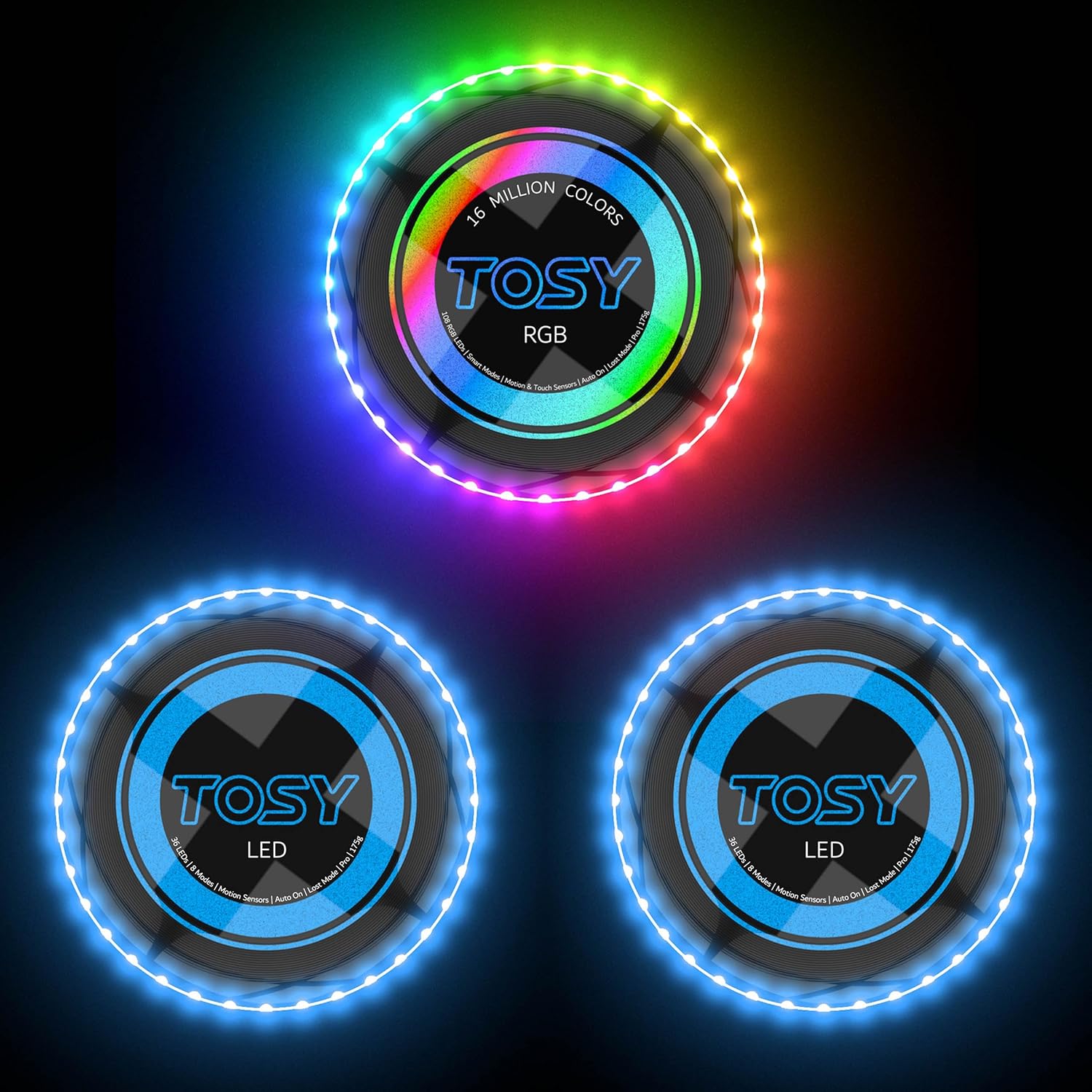 TOSY RGB Frisbee Bundle - 108 LEDs, 16M Colors