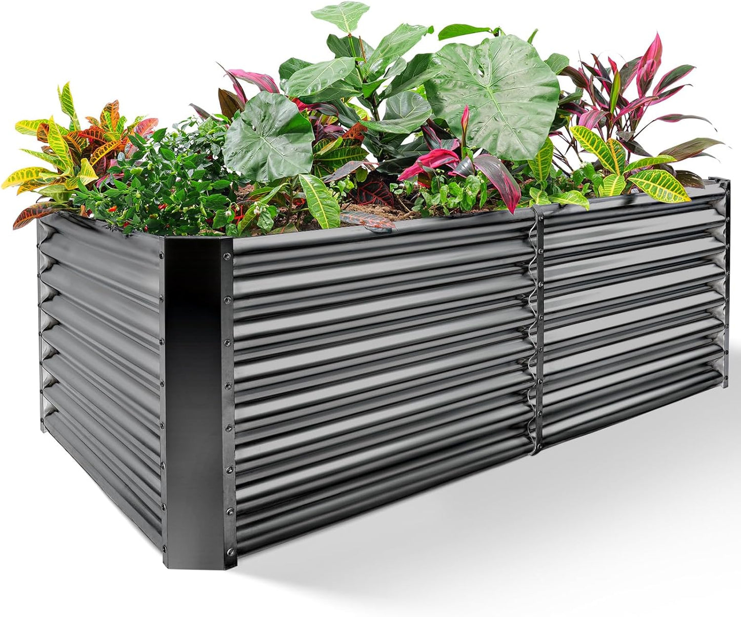 Galvanized Raised Garden Bed Kit for Outdoor Vegetables and Plants