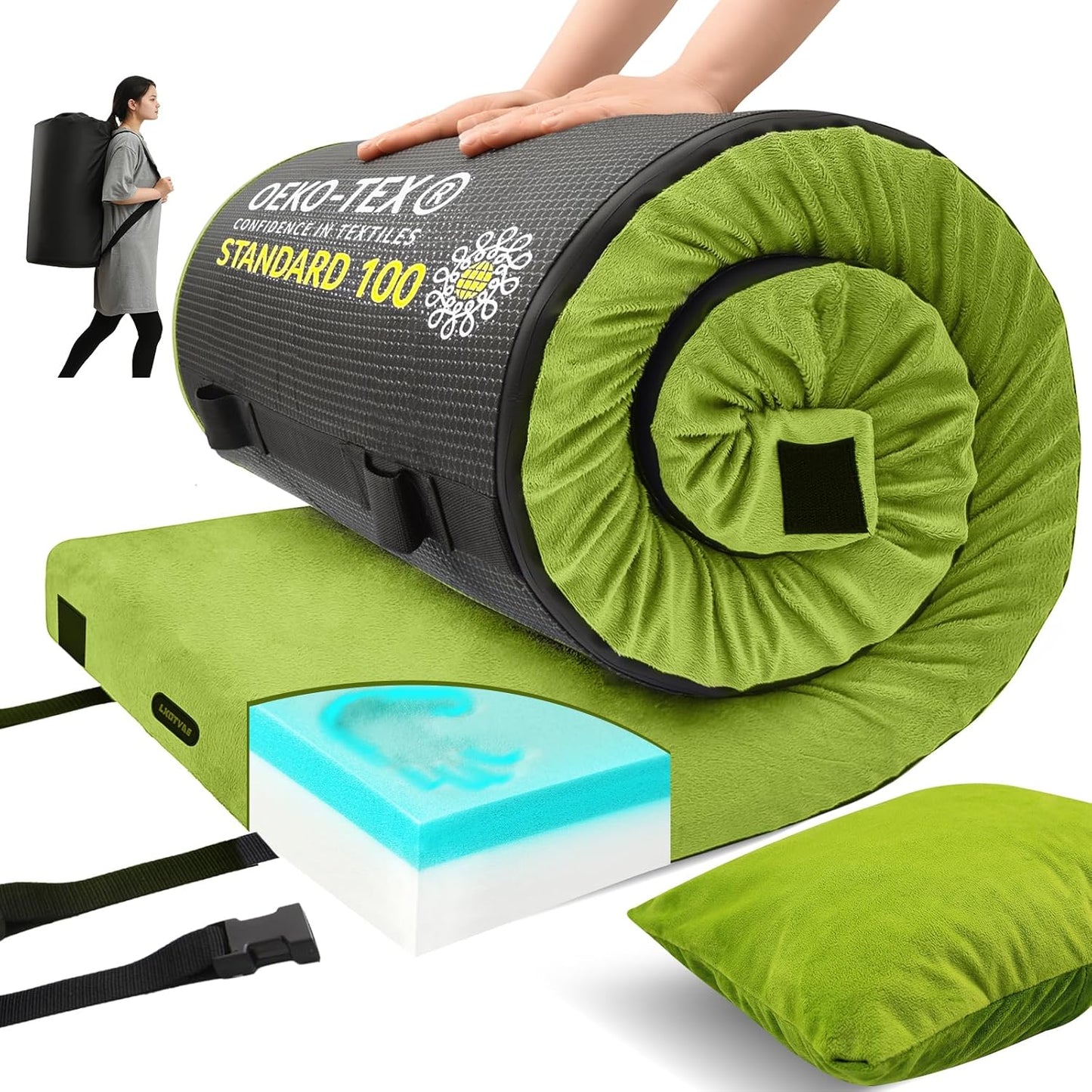 Memory Foam Camping Mattress Pad for Comfortable Sleep Anywhere