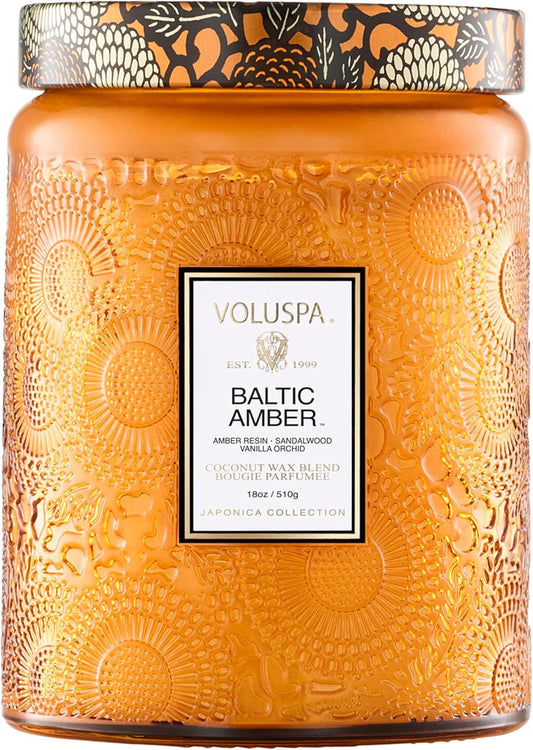 Voluspa Baltic Amber Candle for Home - 100 Hour Burn Time