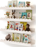 Nursery Book Shelves for Kids - 4-Pack White Floating Design