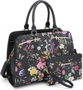 Women Satchel Tote Purse Set 2pcs in Vegan Leather - 3 Compartments