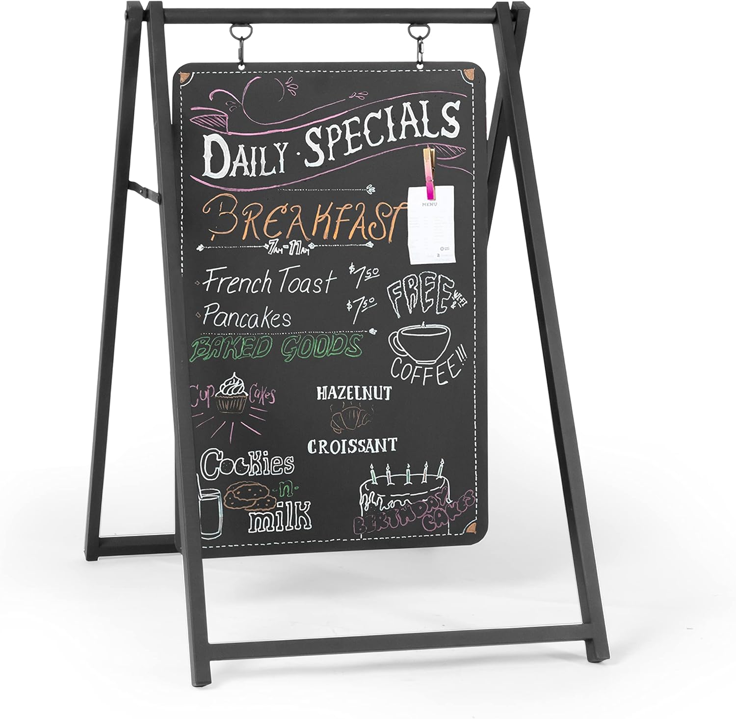 Modern Metal Double Sided Swinging Chalkboard Sign for Events