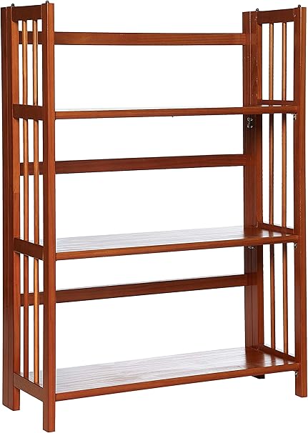 Casual Home 3-Shelf Folding Stackable Bookcase for Versatile Use