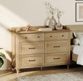 Oak Dresser 6 Drawer Horizontal Dresser for Bedroom - Versatile