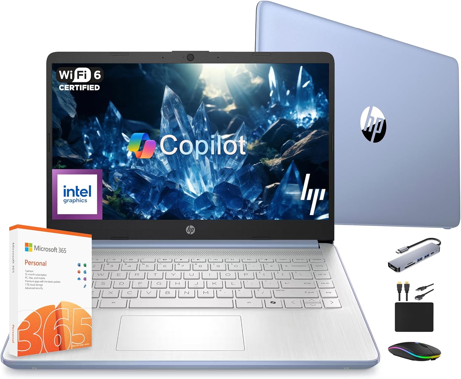 HP 14 Laptop Computer 2025 Ultra Light with 16GB RAM and 628GB Storage