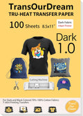 TransOurDream Tru-Iron Dark Heat Transfer Paper (100 Sheets) - Durable