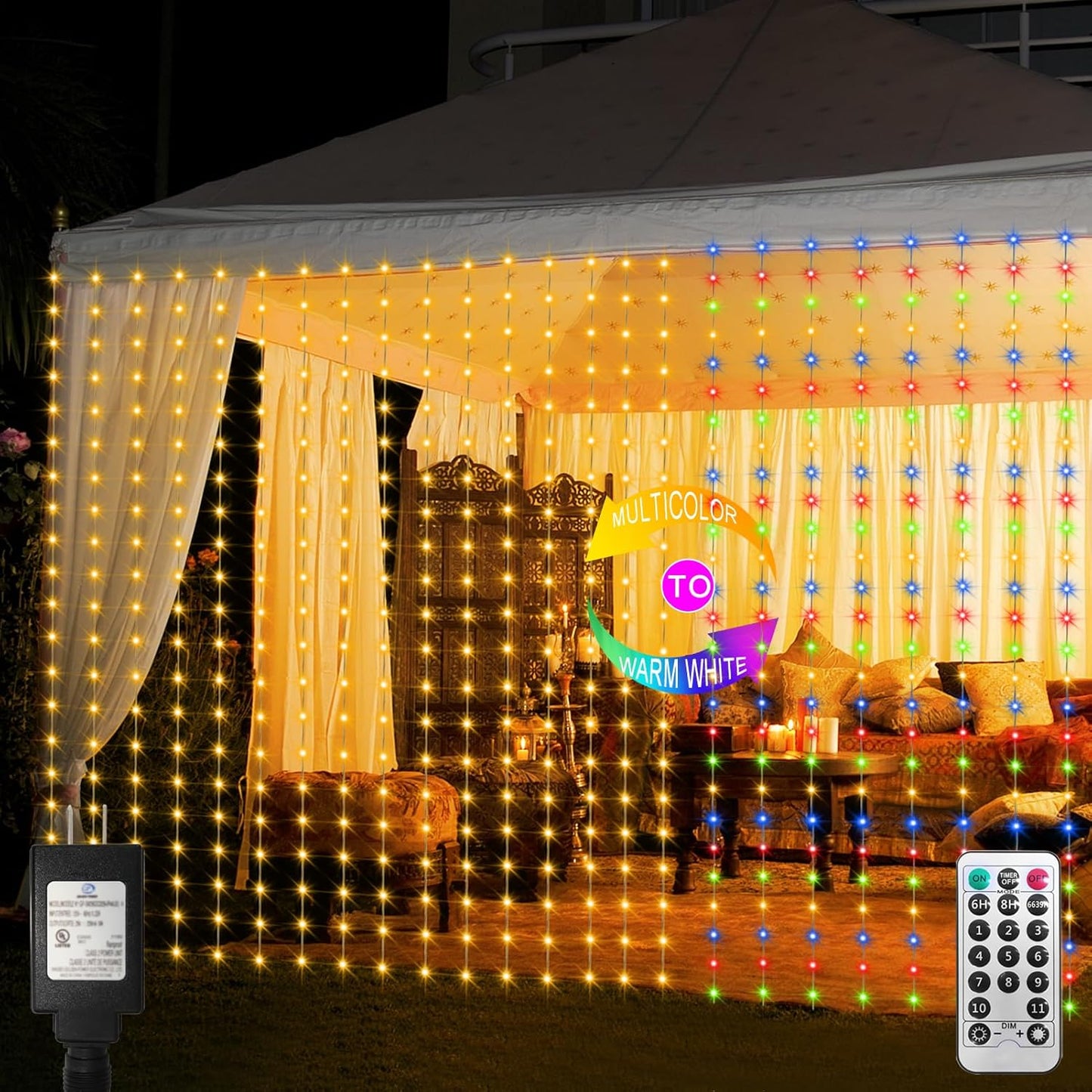 600 LED Dual Color Curtain Lights - Waterproof & Connectable
