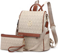 Women Fashion Backpack Purse Set - Vegan Leather 2-Piece Anti-Theft