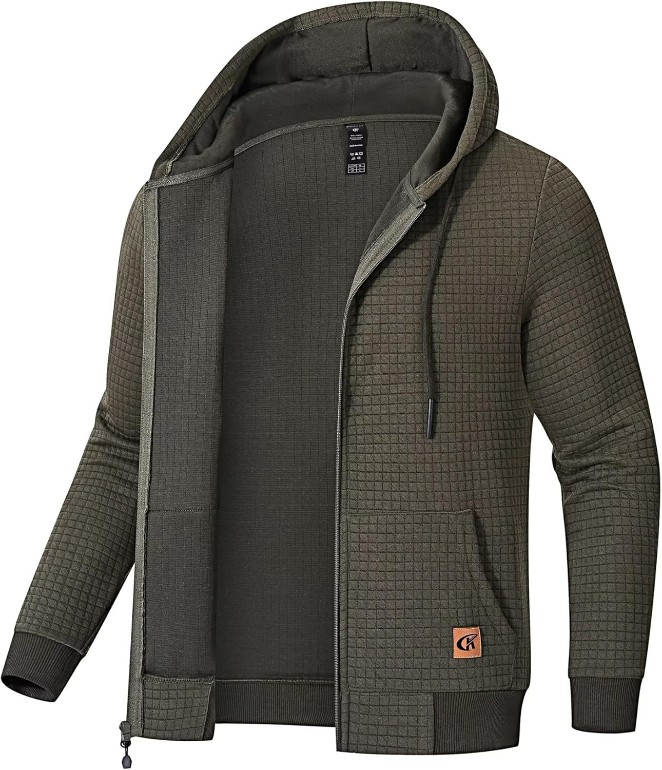 Men's Jacquard Plaid Lightweight Zipper Hoodie Sweatshirt Jacket