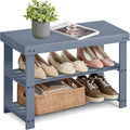 SONGMICS Shoe Rack Bench - 3-Tier Bamboo Organizer for Entryway