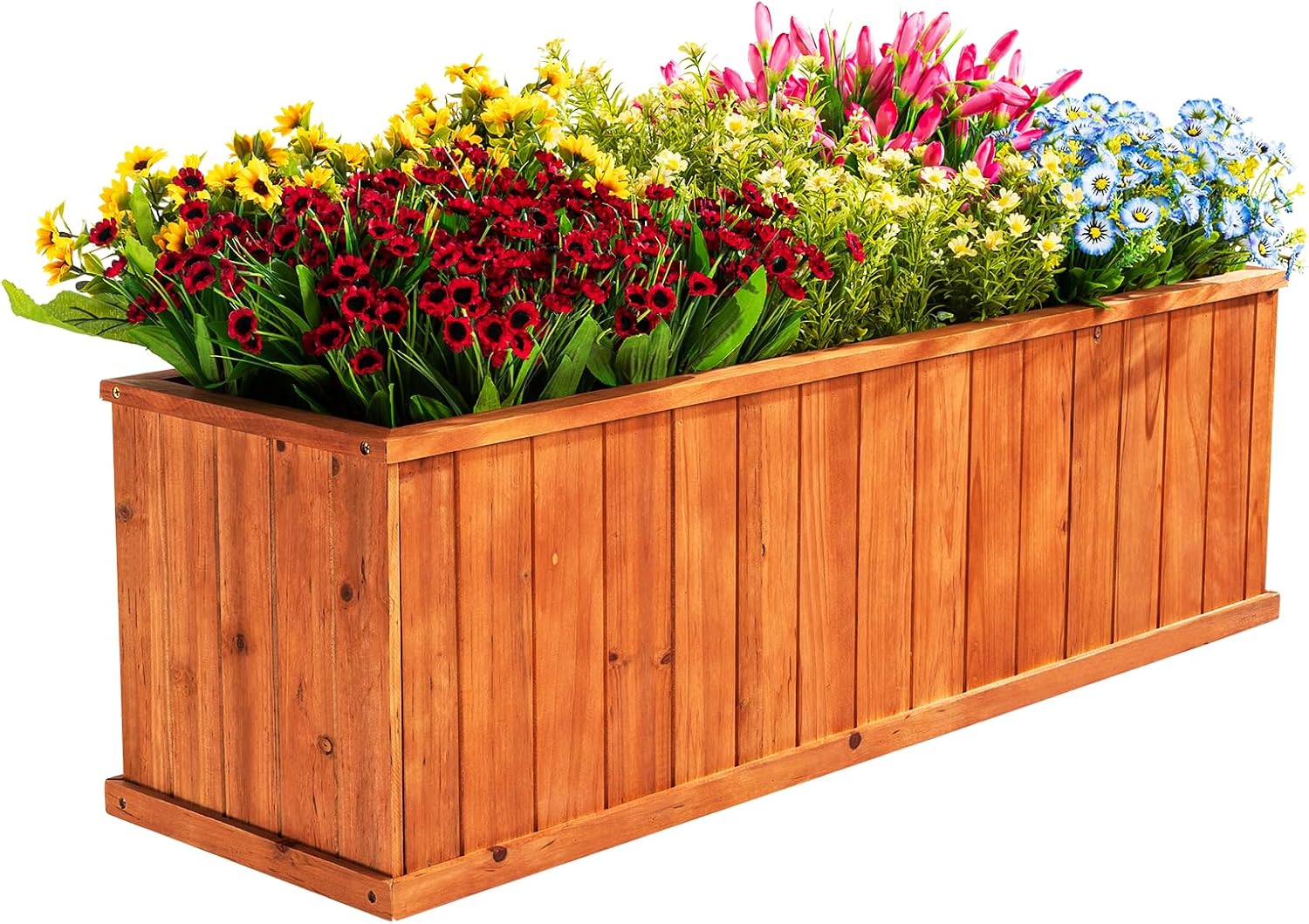 Spacious Wooden Planter Box for Flowers & Plants, 40 in