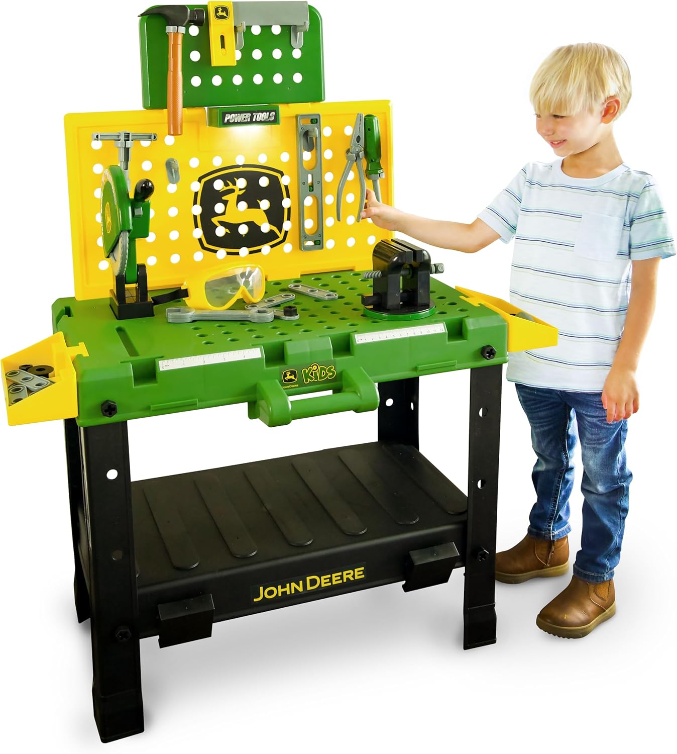 John Deere Kids Workbench with 39 Realistic Toy Tools for Fun