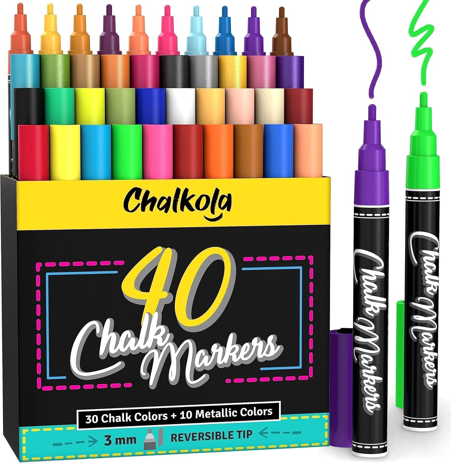 Fine Tip Chalk Markers - 40 Pack for Creative Projects