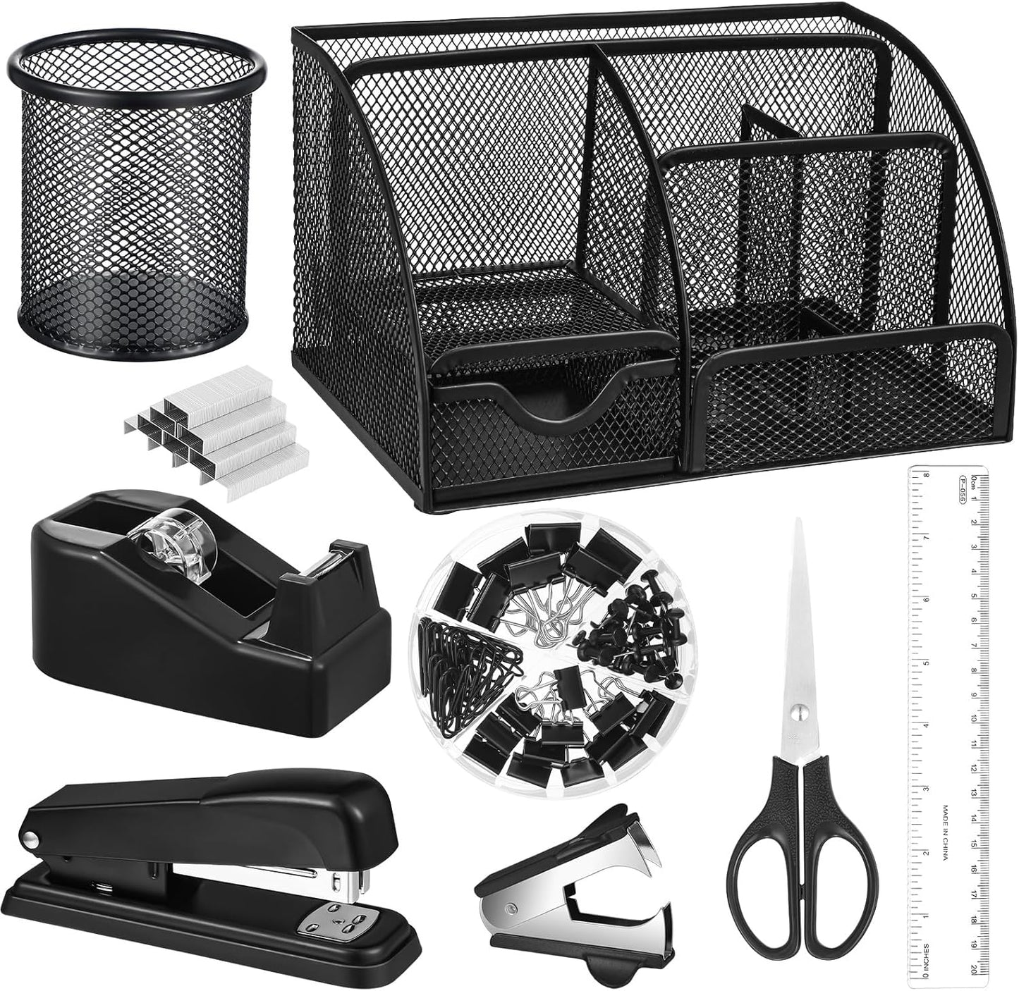Complete Black Desk Organizer Set for Office - auroray