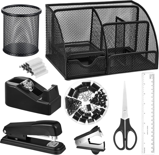 Complete Black Desk Organizer Set for Office - auroray