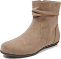 Wide Width Ankle Boots - Comfortable Low Block Heel Side Zipper