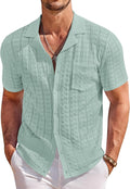 Men's Knit Button Down Shirt Short Sleeve - Lightweight Vintage Polo