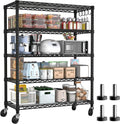 74in Wire Shelving 5 Tier Rolling Rack - Heavy Duty Storage