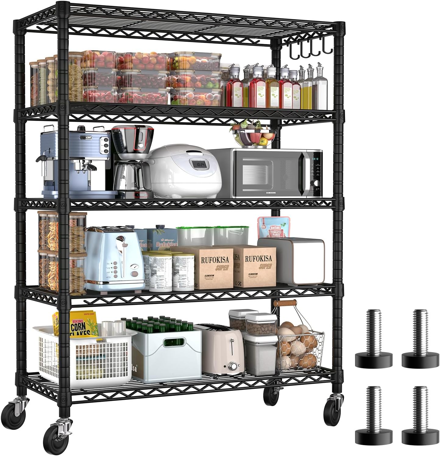 74ft'H Wire Shelving with Wheels - Heavy Duty Storage Rack