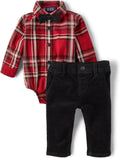 Baby-Boys And Newborn Button Down Shirt and Pants 2 Piece Outfit