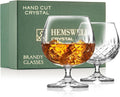 Brandy Snifter Glasses Set of 2 - Hand Cut Crystal Cognac Glasses