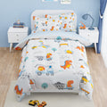 Dinosaur Comforter Set Twin Size 68x86in for Kids - Cozy Microfiber