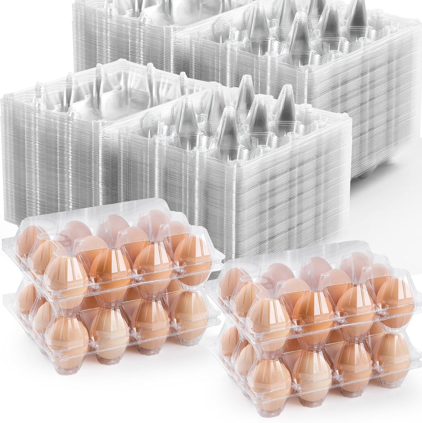 120 Pack Clear Egg Cartons for Chicken Eggs - Reusable Containers