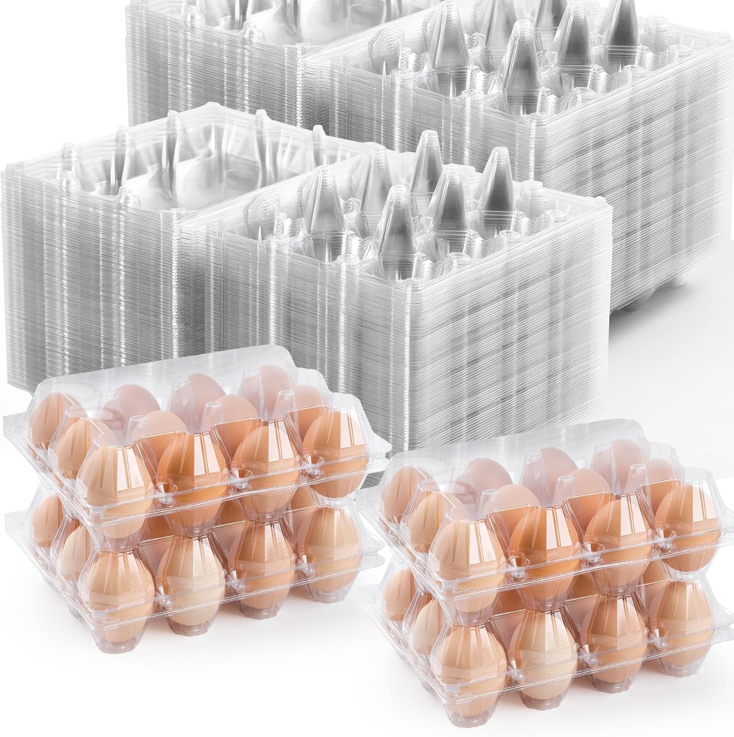 120 Pack Clear Egg Cartons for Chicken Eggs - Reusable Containers
