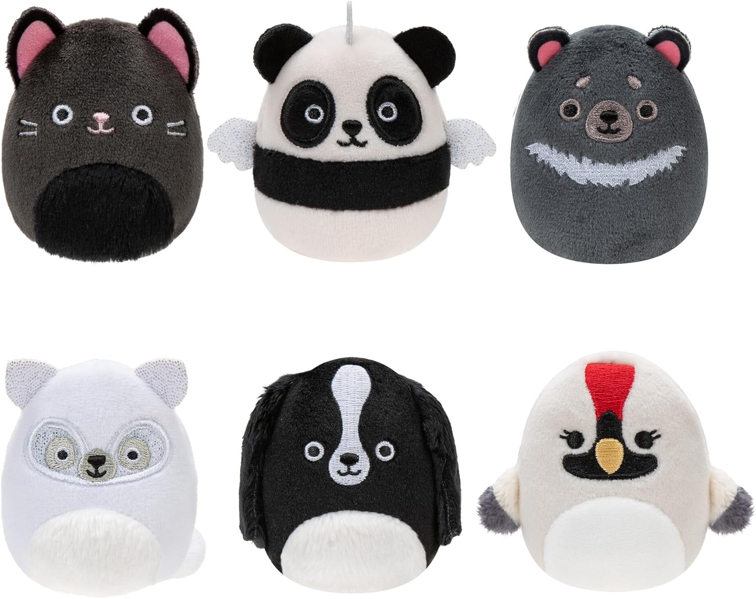 Squishville Black & White Squad Plush - 6 Mini Squishmallows - Toys for Kids