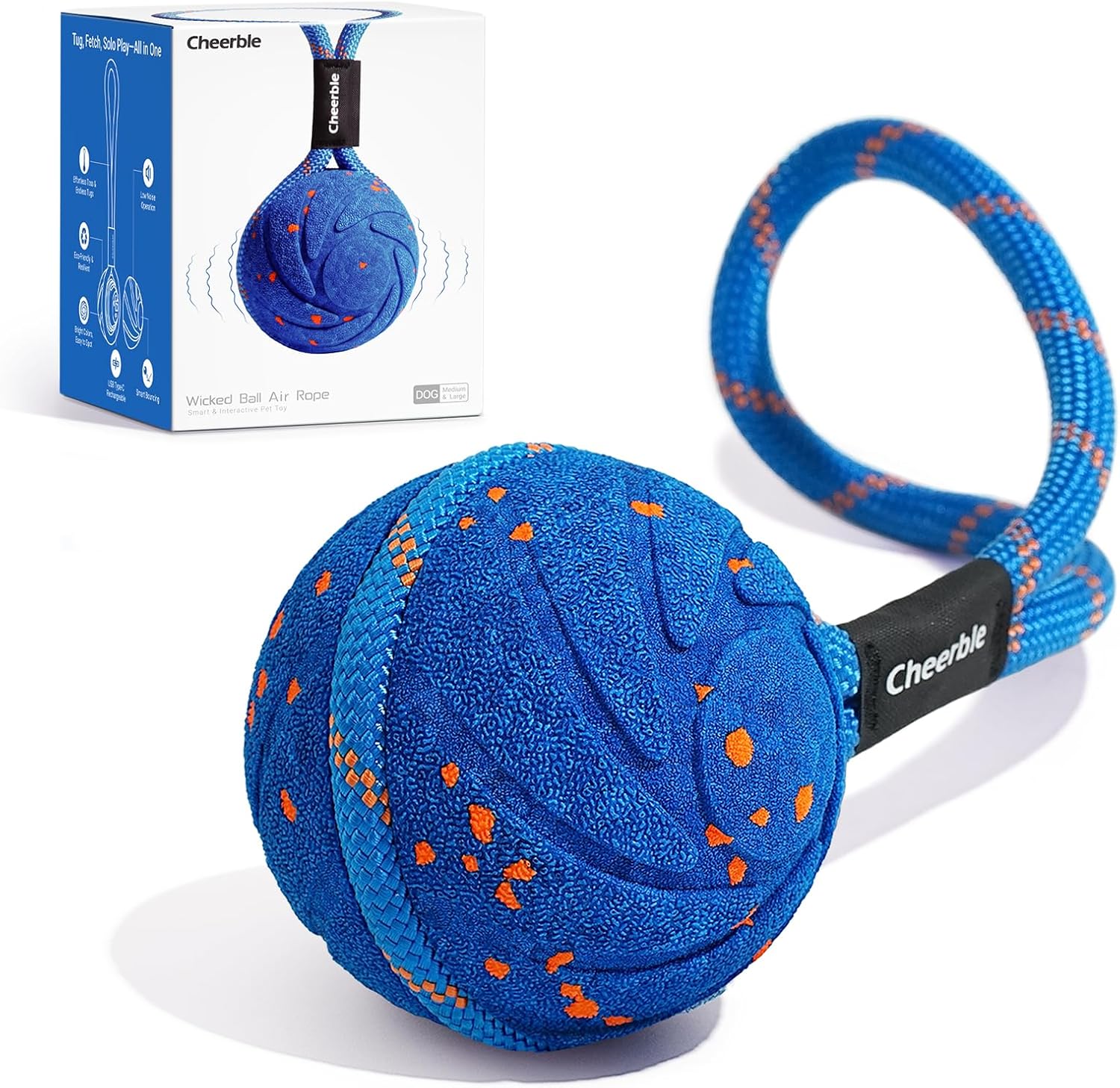 Cheerble Smart Interactive Dog Rope Toy for Tug of War Fun