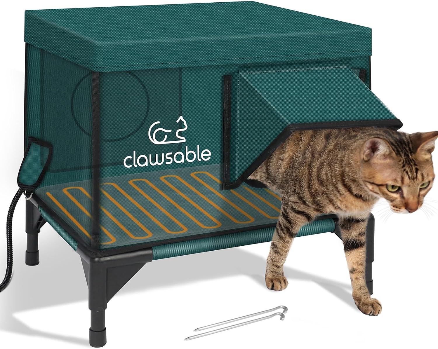 Clawsable Premium Heated Cat House for Outside Winter Safety