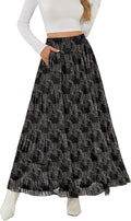 Women's Maxi Skirt with Pockets High Waisted A-Line