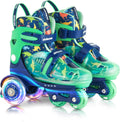 Kids Roller Skates for Beginners - Adjustable Dino Light-Up Skates