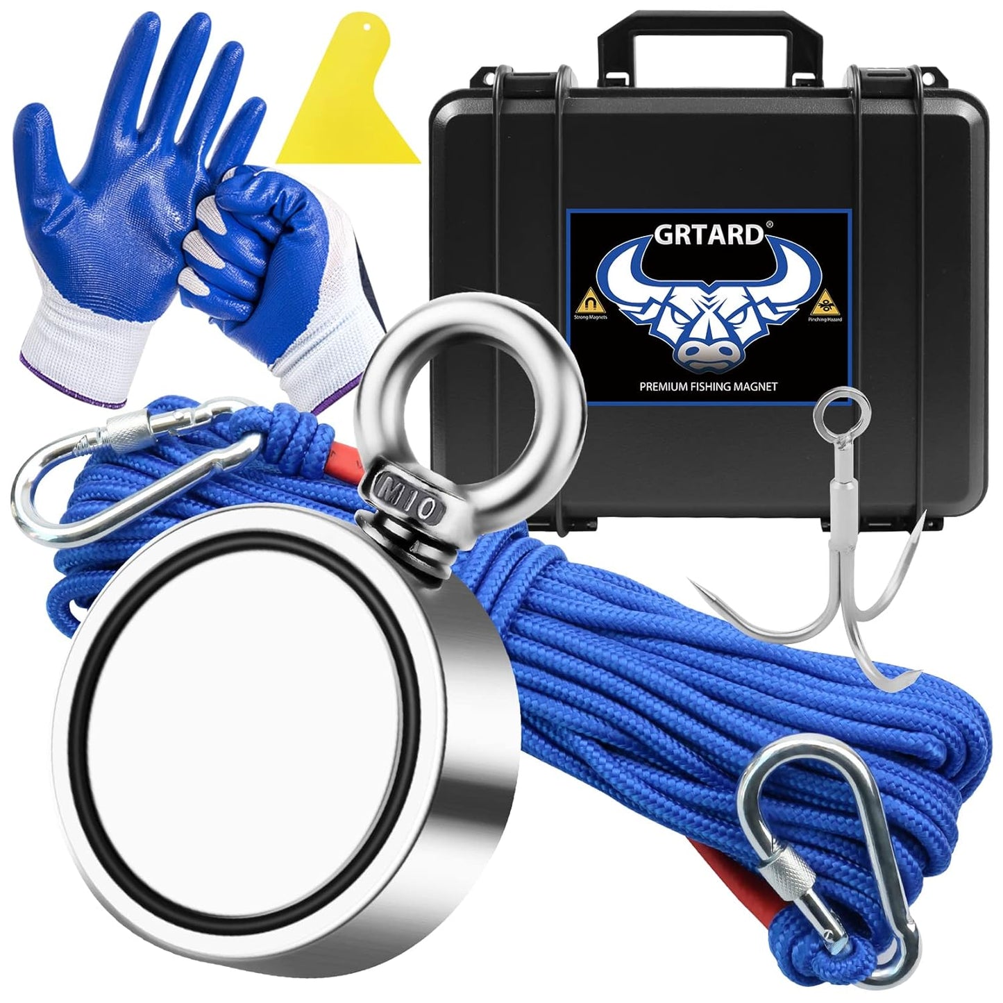 1000LBS Strong Pull Double-Sided Fishing Magnet Kit - Retrieve with Ease