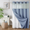 No Hook Shower Curtain with Snap in Fabric Liner - Heavy Duty Waffle
