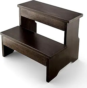 Wooden Two Step Stool - Heavy Duty Step Stool for Adults & Kids